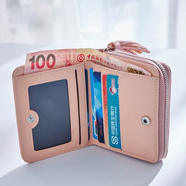 Short Tassel Ladies Mini Card Holder Wallet - Image 8