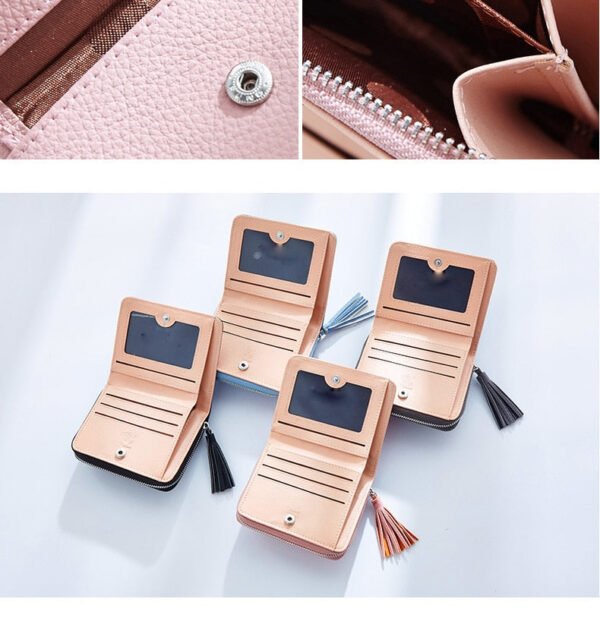 Short Tassel Ladies Mini Card Holder Wallet - Image 14