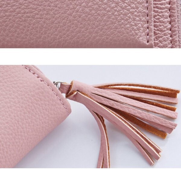Short Tassel Ladies Mini Card Holder Wallet - Image 11