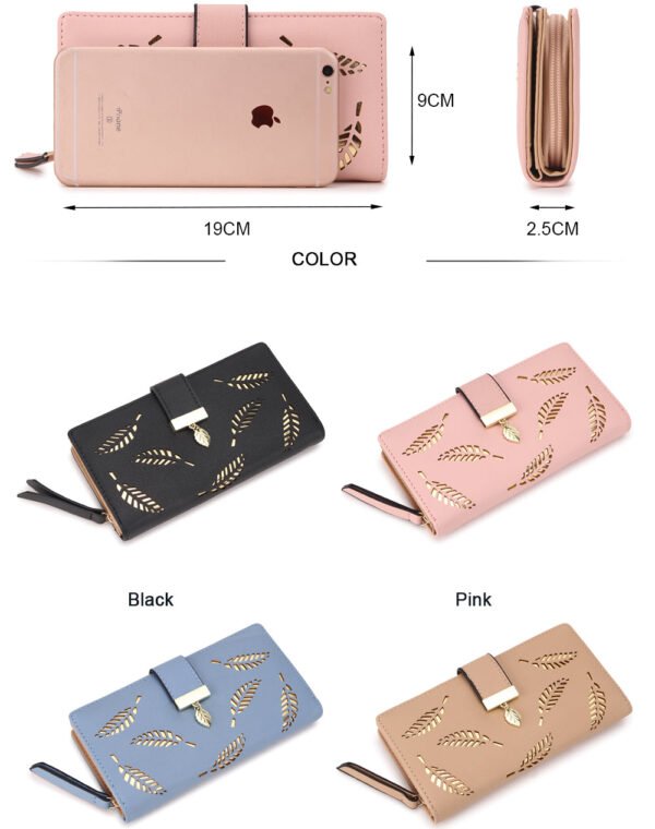 Hollow Leaves Long Wallet For Women - Image 8